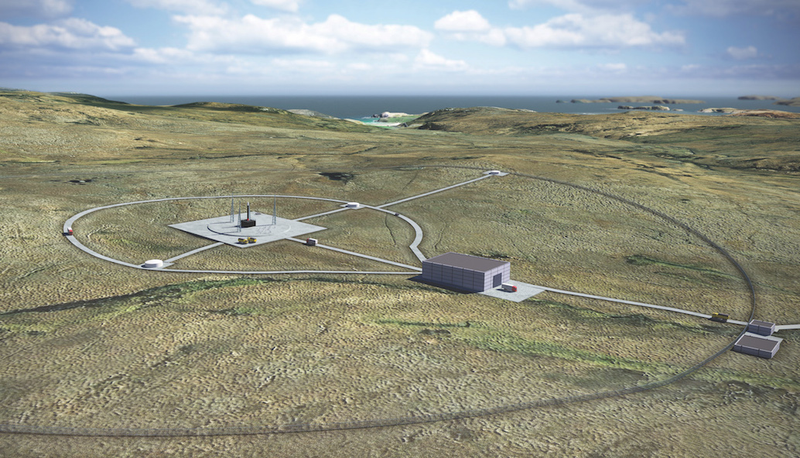 Representación artística del centro espacial en Escocia.